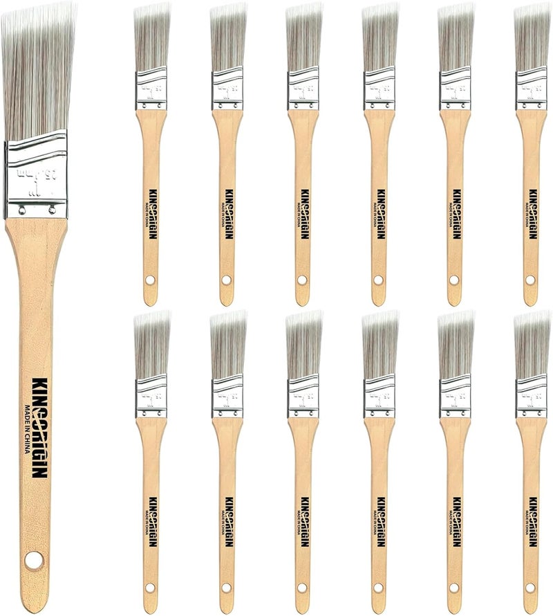 KingOrigin King Origin 1 Inch Angled Paint Brushes - 12 Pcs, Small Paint Brush Set with Ultra-Dense Soft Bristles for Trim & Detail Work - Edge Painting Tool - Image 1